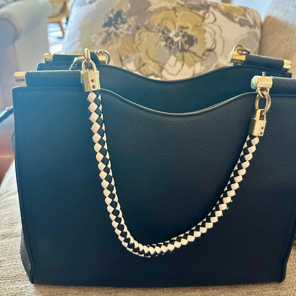 bebe Shoulder Bag or Satchel‎ with Braided White & Black Handles
